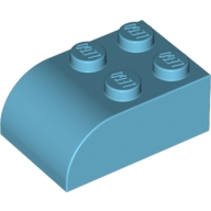 Lego kostka (kostička) 3x2 zakulacená nahoře, azurová střední (6146866)
